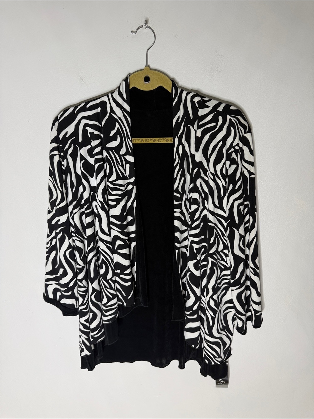 Slinky Reversibles Black and White Zebra-Print Open Front Topper Size Large